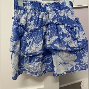 LoveShackFancy Blue Flower Mini Skirt Size Petite